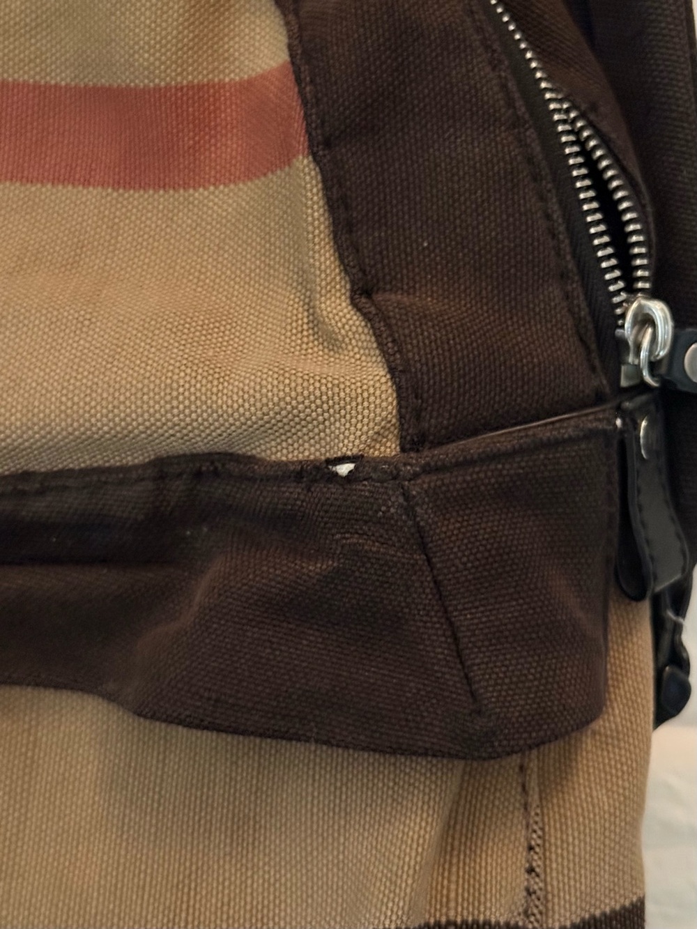 Burberry Brown and Tan Canvas Backpack with Plaid Accentv - Picture 11 of 14